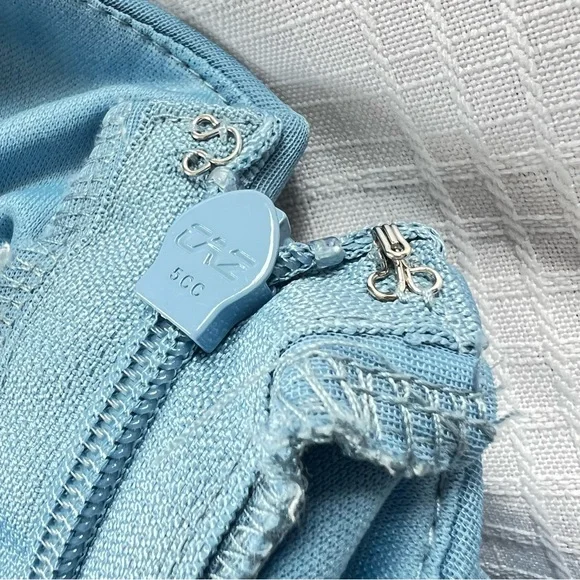 Azazie One-Shoulder Gathered Light Blue Evening Gown SZ 8 - Picture 9 of 15